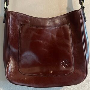 Patricia Nash Rich Brown Leather Crossbody or Shoulder Bag with Adjustable Strap